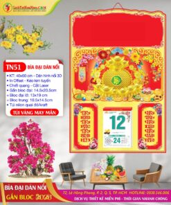 Bìa Đại Dán Nổi Túi Vàng May Mắn