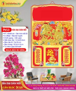 Bìa Đại Dán Nổi Ngựa Kéo Xe Vàng