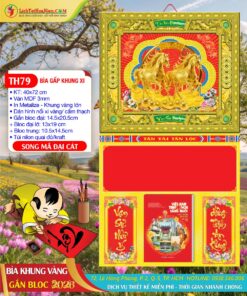 Bìa Gấp Khung Vàng Song Mã Đại Cát