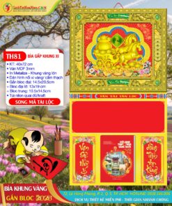 Bìa Gấp Khung Vàng Song Mã Tài Lộc