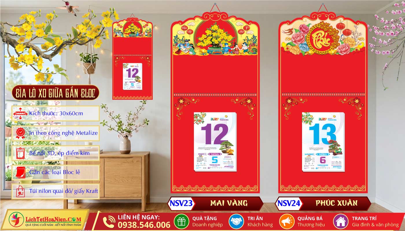 Bìa Lò Xo Giữa (30x60cm) - NSV23 - Mai Vàng + NSV24 - Phúc Xuân