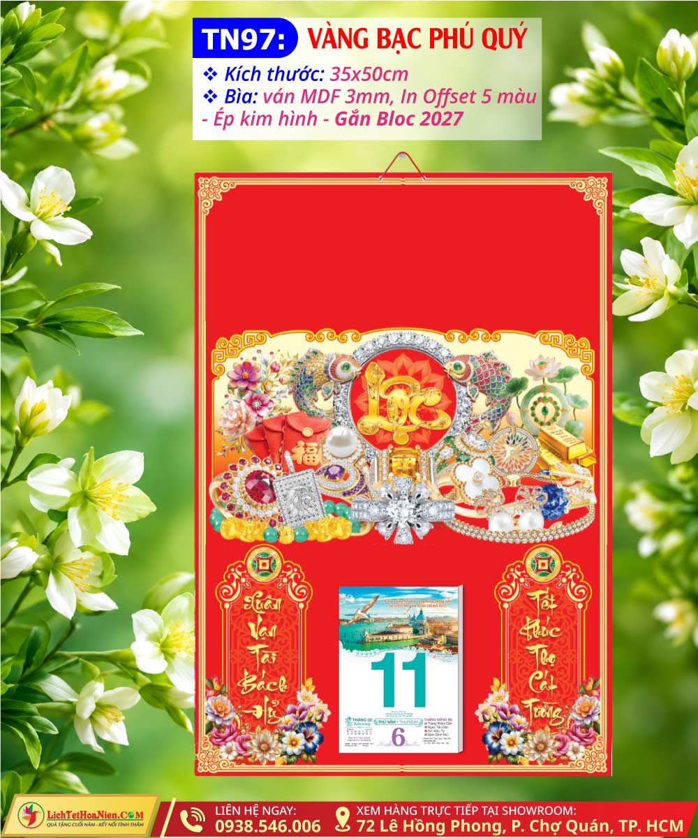 Bìa Lịch Trung Vàng Bạc Phú Quý