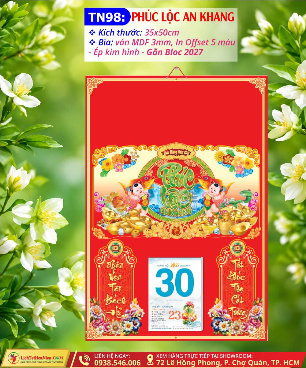 Bìa Lịch Trung Phúc Lộc An Khang