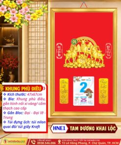 Mã Số: HNE1 | Khung Phú Điêu (47x67cm) - Tam Dương Khai Lộc
