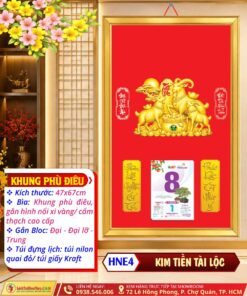 Mã Số: HNE4 | Khung Phú Điêu (47x67cm) - Kim Tiền Tài Lộc