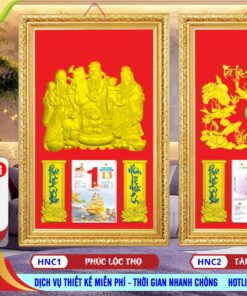Khung Phù Điêu (48x78cm) Gắn Bloc - HNC1 - Phúc Lộc Thọ + HNC2 - Tài Lộc Hưng Thịnh