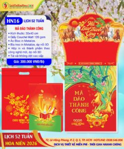 Lịch 52 Tuần Hoa Niên 2026 - Mã Số: HN16 - Mã Đáo Thành Công