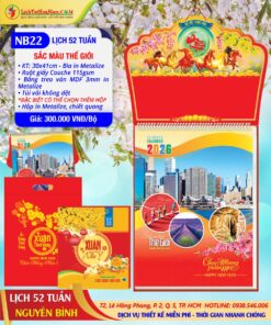 Lịch 52 Tuần Nguyên Bình 2026 - Mã Số: NB22 - Sắc Màu Thế Giới