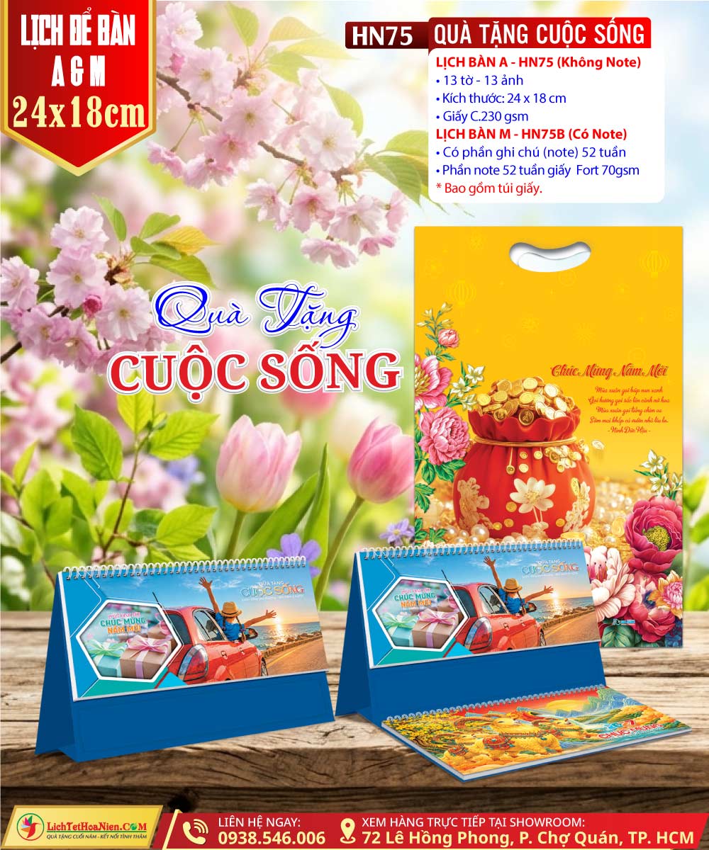 Mã Số: HN75 | Lịch Để Bàn A & M (24x18cm) - Quà Tặng Cuộc Sống
